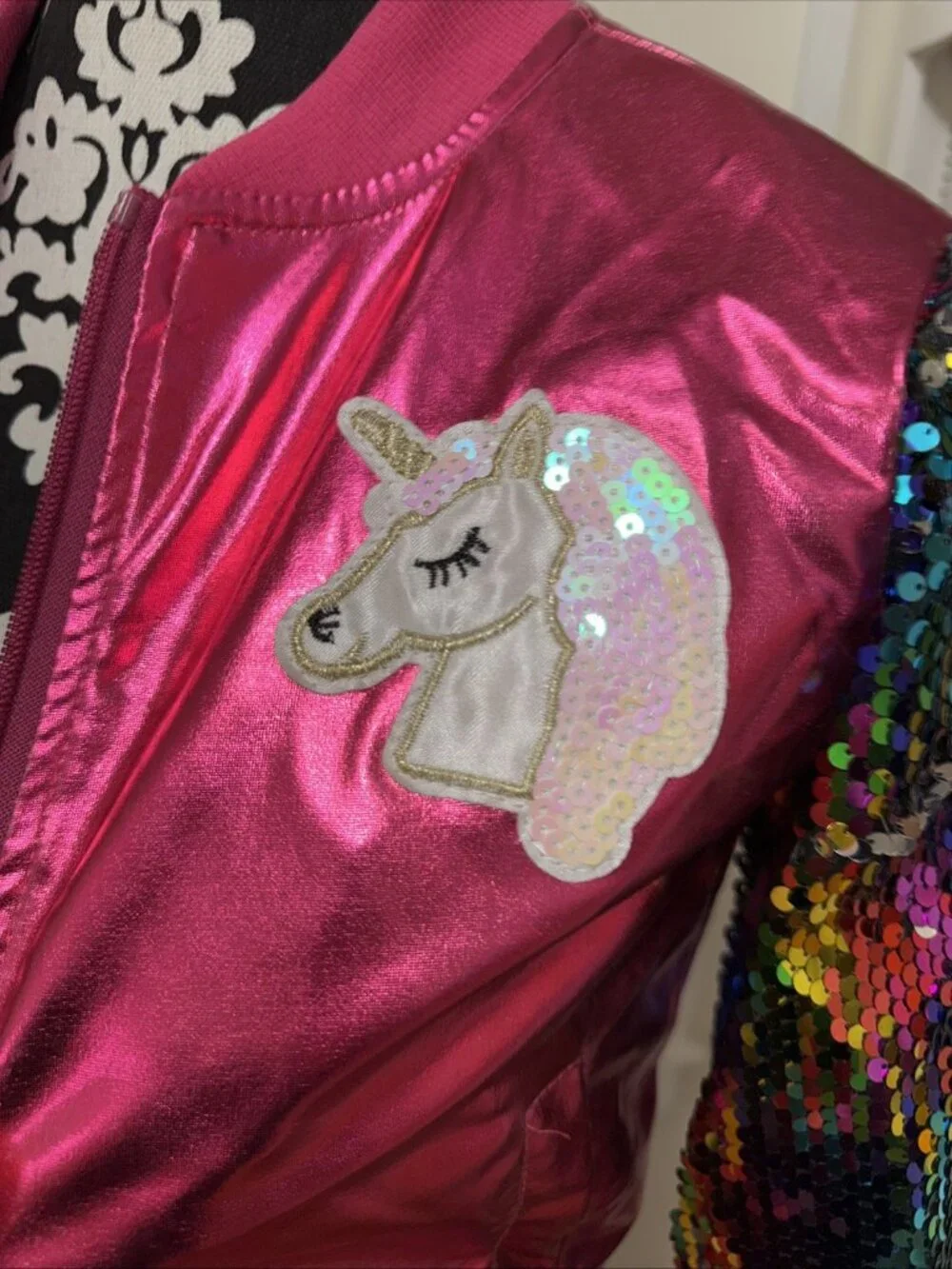 WELAKEN Sequined Unicorn Bomber Jacket for Girls, Kid pockets Well Made 6/7